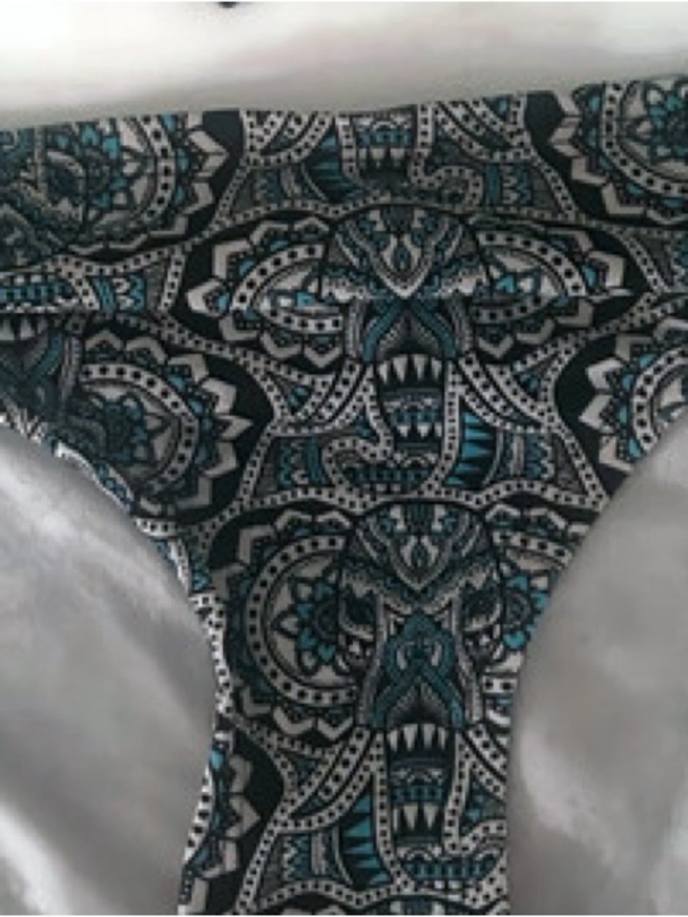 Urban Sea Teal Black Paisley Bandeau Bikini 2-Pc Boho Swimsuit Set Size Small - Picture 6 of 6